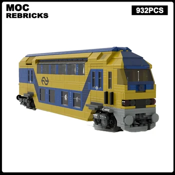 Строительные блоки MOC Пассажирский транспорт, Вагон NS Double Dekker, поезд DDZ, Перевозка кирпичей, Креативные игрушки