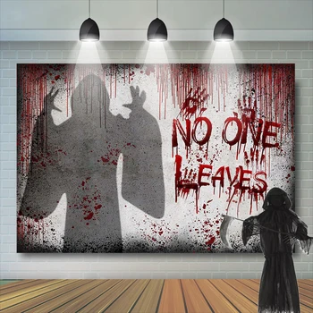 Тема No One Alive Фон для Хэллоуина Дом с привидениями Охотник Детская фотография для взрослых Фон для декора с пятнами крови Детская фотостудия