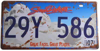 Тисненый ретро-винтажный номерной знак, историческая жестяная вывеска штатов США, автомобильные номерные знаки, Южная Дакота, 6 