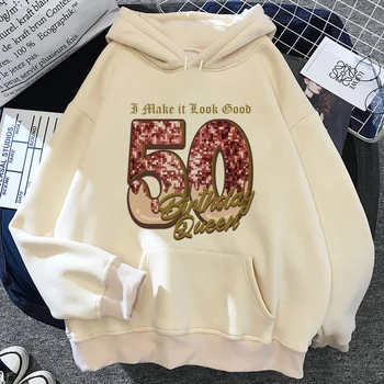 Толстовки на день рождения 50 Ans 50th Years, женский топ с длинным рукавом, графический японский пуловер, женская эстетическая одежда