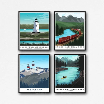 Туристический плакат, Канада туристический плакат из 4 частей, набор современных канадских принтовых украшений