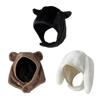Универсальная шапка с медвежьими ушками, шарф-бини Y2K, шапки с пряжкой для любителей моды