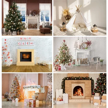 Фон для рождественской фотосъемки ZHISUXI, камин, фоны с рождественской елкой для реквизита фотостудии 21110 HS-10