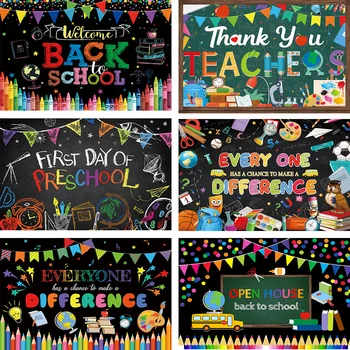 Фон для фотосъемки Mehofond Back To School Декор класса Классная доска Первый День дошкольного учреждения Баннер 