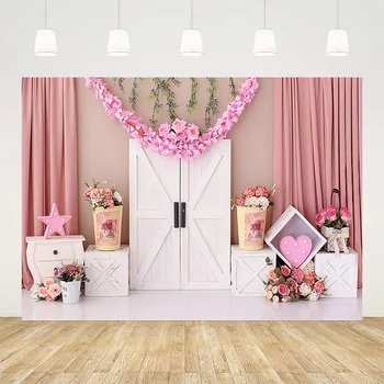 Фотофоны Avezano для фотосъемки Розовые цветы, дверь, девушка, День рождения, Портретный декор, фон для торта, Студийный Реквизит
