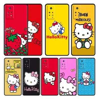 Чехол для телефона Hello Kitty Kawaii Cat Redmi Note 11 9S 10 9 8 Pro 7 8T Redmi 9A 9C K40 10C K40s Черный Чехол TPU Funda