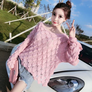 Элегантный Женский свитер 2022, Повседневные Модные Свободные женские свитера и пуловеры, милый 3D Розово-белый джемпер Sueter Mujer